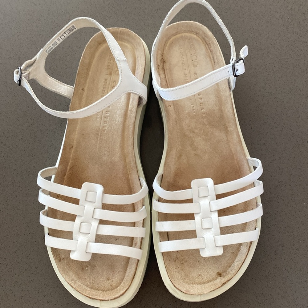 Ecco White Corkspere Sandal sz 39 - Picture 2 of 8
